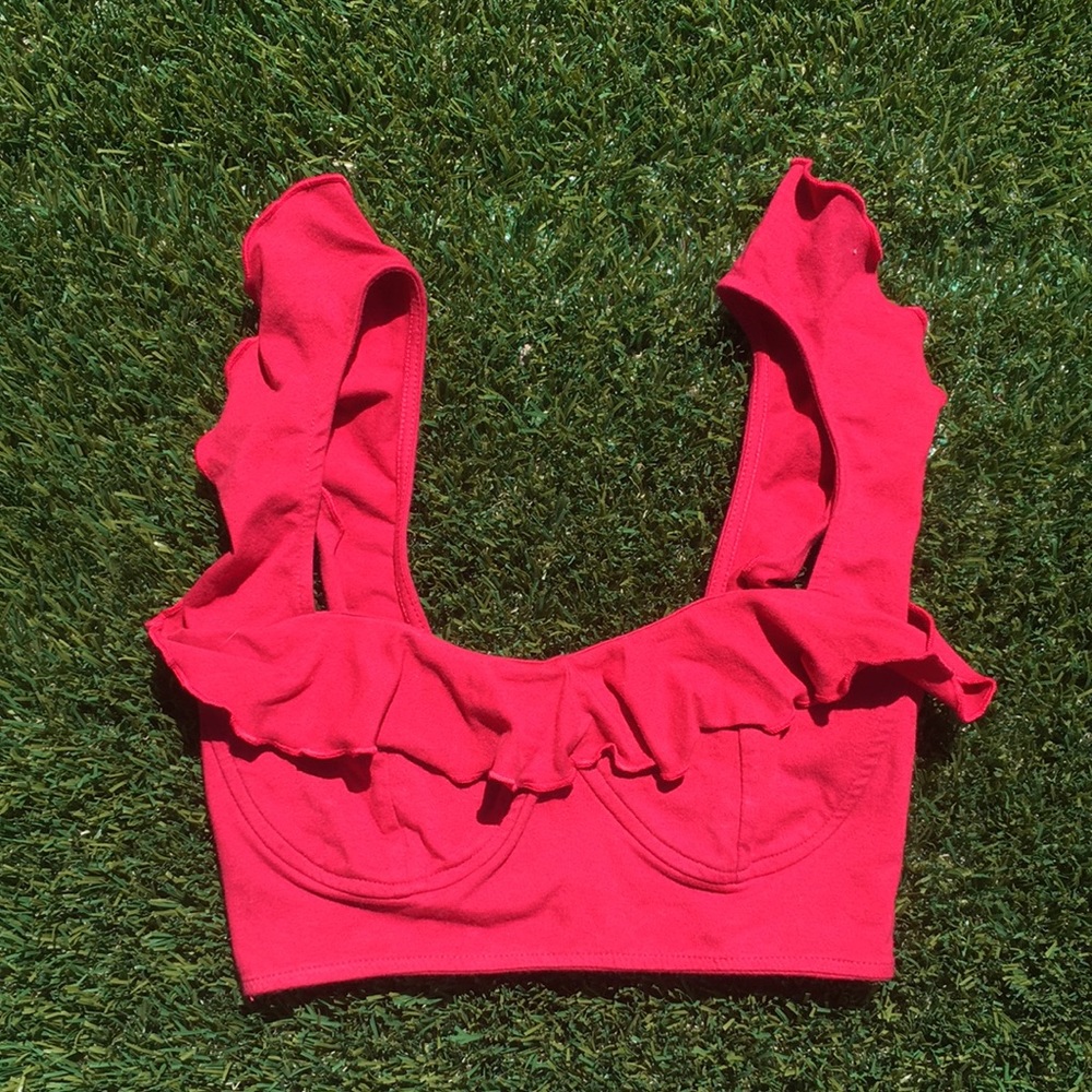 EUC Ruffle Sleeve Crop Top